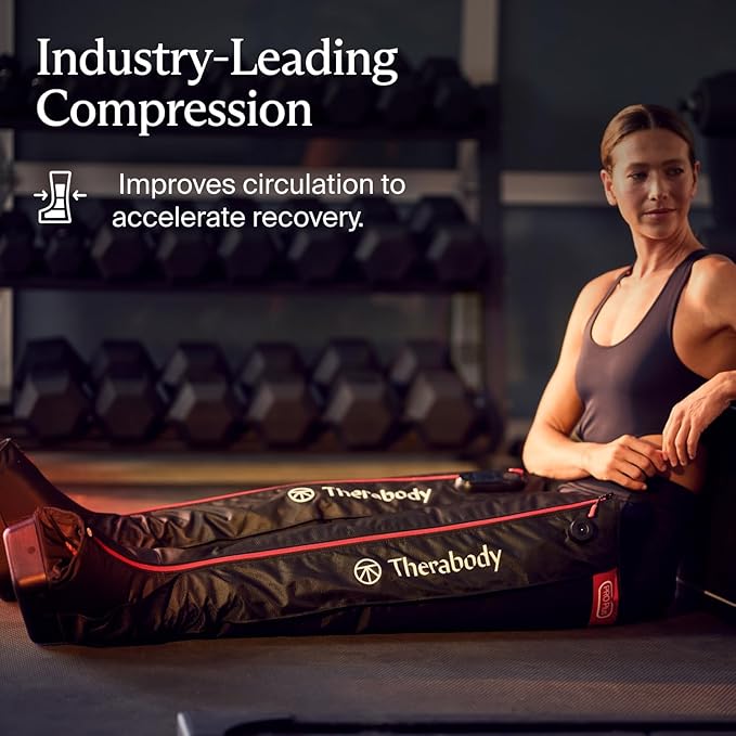 Therabody JetBoots PRO Plus - Wireless Compression Boots with Vibration &amp Light Therapy - Muscle Recovery Pneumatic Leg Compression Sleeve to Recover Faster Relieve Muscle &amp Joint Pain (Regu