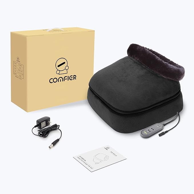 COMFIER Foot Warmer MassagerGifts for WomenMenShiatsu Foot Massager with Heat Electric Heating Pad for Back FeetBack Massager for Pain Relief(Black)