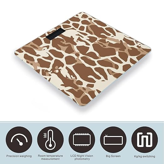 Giraffe Print Smart Scale for Body Weight Accurate Bathroom Scale with LED Display Digital Weight Scales Weighing Machine High Precision Scales for Bath Home