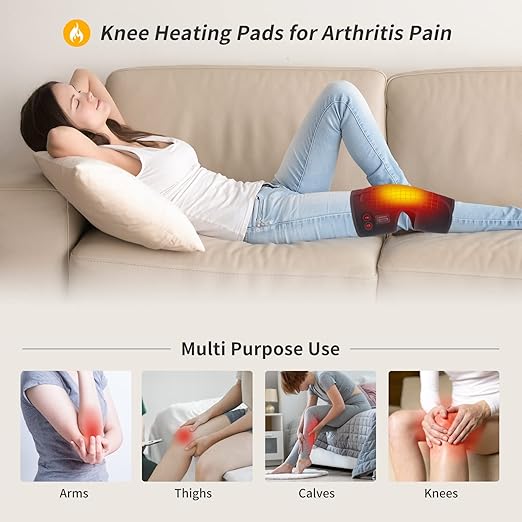 Heated Knee Brace Wrap with Massage - Battery Powered Heating Knee Brace for Men Women Elders(Double)
