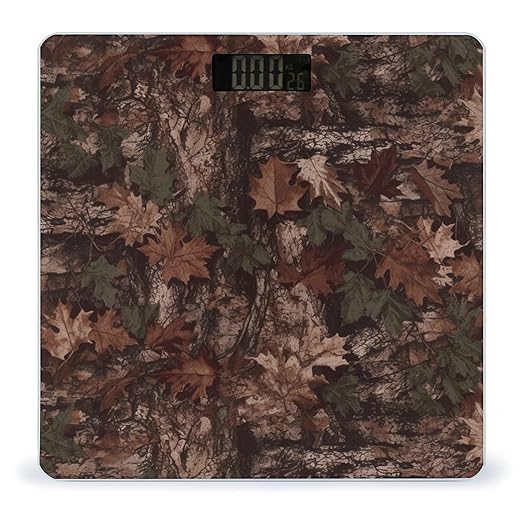 Outfitter Tuff Camo Scale with LCD Precision Weighing Scales Sturdy Tempered Glass Weight Scales Easy-to-Read Anti-Slip Weight Digital Bathroom Scale for Daily