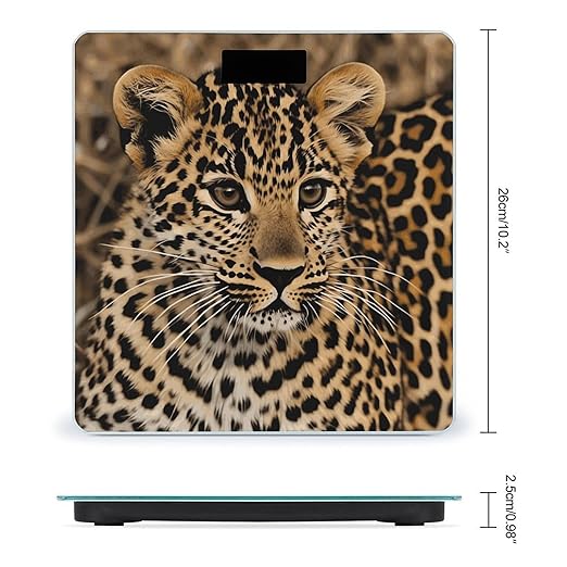 Cute Leopard Scale for Body Weight Anti-Slip Sturdy Tempered Glass Weighing Machine Highly Digital Accurate Bright LCD Bathroom Scale for Household Gift