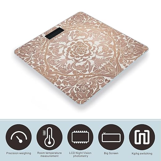 Rose Gold Wallpaper Scale for Body Weight Accurate Digital Bathroom Scale Toughened Glass High Precision Scales Smart Weight Scales with Large LCD Backlight Display Weighing Machine