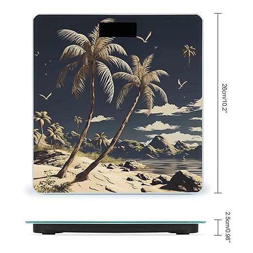 Palm Tree Scale for Body Weight Highly Accurate Digital Bathroom Scale Sturdy Tempered Glass Weighing Scales with LCD Display Fashion Body Fat Smart Scales 400lb