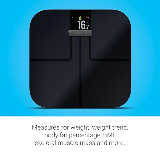 Garmin Index S2 Smart Scale with Wireless Connectivity Measure Body Fat Muscle Bone Mass Body Water% and More Black (010-02294-02)