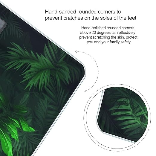 Green Tropical Jungle Plant Smart Scale for Body Weight Accurate Bathroom Scale with LED Display Digital Weight Scales Weighing Machine High Precision Scales for Bath Home