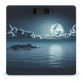 Moon Ocean Landscape Bathroom Scale for Body Weight Bathroom Weighing Scale with Backlit LCD Display Highly Accurate Measures Weight Up to 180kg