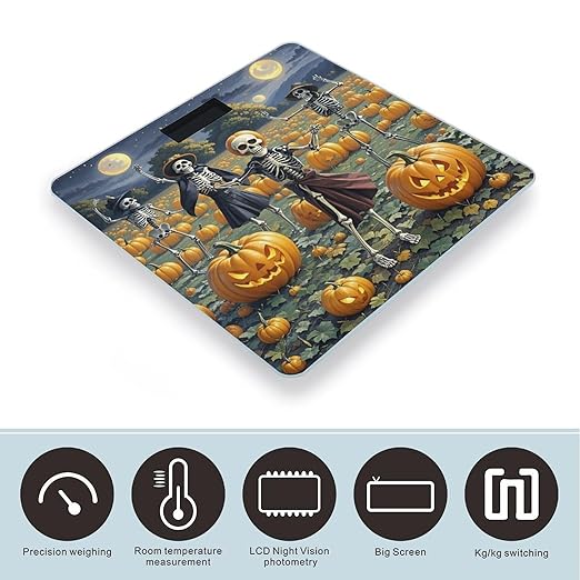 Skeleton Ball Pumpkin Field Scale for Body Weight Highly Accurate Digital Bathroom Body Scale Digital Bathroom Scales for People Anti-Slip Large LCD Display Smart Scales