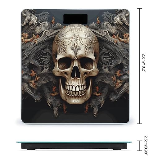 Skulls Scale with LCD Precision Weighing Scales Sturdy Tempered Glass Weight Scales Easy-to-Read Anti-Slip Weight Digital Bathroom Scale for Daily
