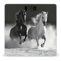 Black and White Horses Running Weight Scale Large Bathroom Scales Digital Weight with Bright LED Display Non Slip Automatic Weighing Scale Fashion Weighing Machine for Body