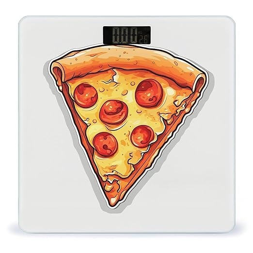 Cartoon Pizza Scale for Body Weight Accurate Digital Bathroom Scale Toughened Glass High Precision Scales Smart Weight Scales with Large LCD Backlight Display Weighing Machine