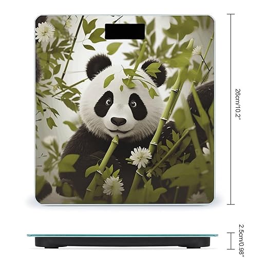 Panda &amp Bamboo Scale for Body Weight Anti-Slip Tempered Glass Digital Bathroom Scales Clear LCD Display Weighing Scale Safe Rounded Corners Smart Scales