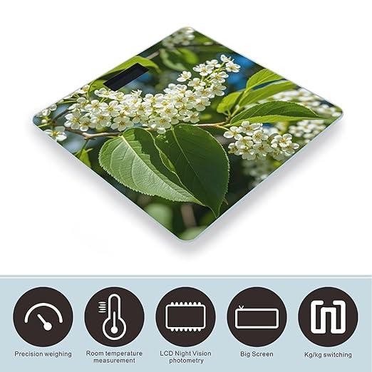 Bird Cherry in Bloom Smart Scale for Body Weight Accurate Bathroom Scale with LED Display Digital Weight Scales Weighing Machine High Precision Scales for Bath Home