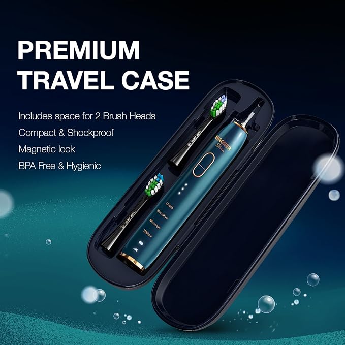 Wagner Stern IntelliBrush Series Whitening Electric Toothbrush with Pressure Sensor. Offers 4 Brushing Modes 3 intensities 8 Soft Brush Heads and a Luxury Travel case.
