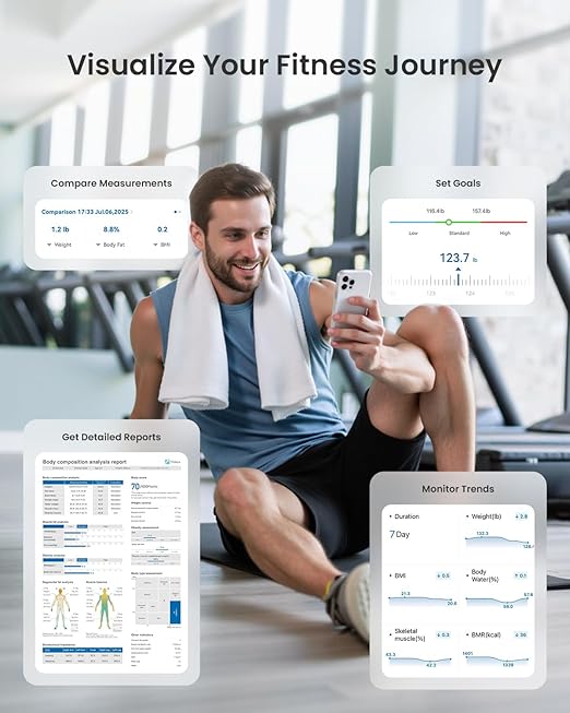 Smart Scale for Body Weight and Fat 8-Electrode Full-Body Composition Scale with Handle Dual-Frequency BIA 28 Body Metrics High Accuracy Syncs with Apple Health &amp Google Fit FSA&ampHSA Elig