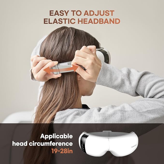 HubiCare Ultra Quiet with Double Pad Eye Massager under 30dB Heat &amp Cooling for Enhanced Comfort Airbag and Bluetooth Music for Dark Circles Dryness Relieve Strain and Migraine Relief Relaxati