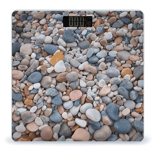 Beach Colored Pebbles Digital Bathroom Scale for Body Weight Weighing Scale with Backlit LCD Display High Precision Measurements &amp Measures Weight Up to 180kg