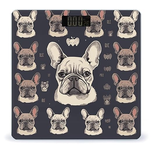 I Love French Bulldog Scale for Body Weight Precision Bathroom Weighing Scales with Back Lit LCD Display Sturdy Tempered Glass Body Weight Scales Digital Bathroom Scale 400lb
