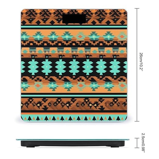 Smart Scale for Body Weight Digital Bathroom Weighing Scale Energy Saving Scale Geometric Ethnic Tribal Navajo Aztec