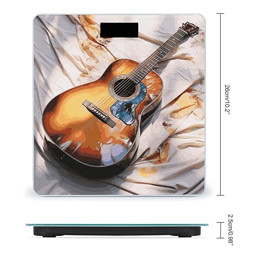Watercolor Acoustic Guitar Bathroom Scale Weight Scale for Body WeightHighly Accurate Digital Weighing Machine Clear LED Display Digital Bathroom Body Scale 400lb/182kg