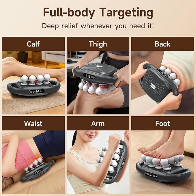 16 Head Massage Gun Deep TissuePercussion Massager with 9 Modes &amp 9 IntensitiesBack Massager for Pain Relief Deep TissueNoise-Freefor ShouldersLegsFootNeck MassagerMassage Tools (Dark Grey