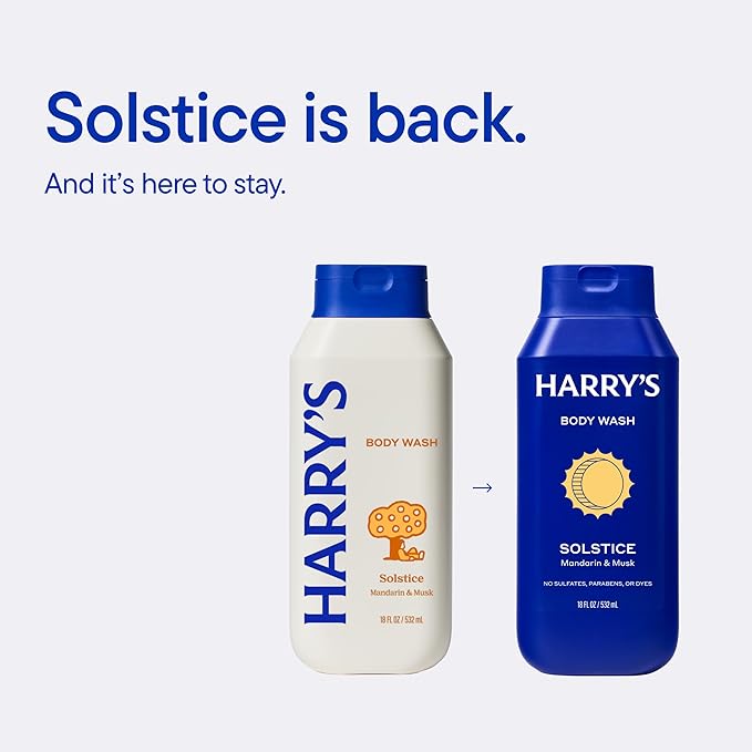 Harry's Men's Body Wash - Solstice Scent - (3 Pack) 18 fl oz - Shower Gel for Men - No Parabens Sulfates or Dyes