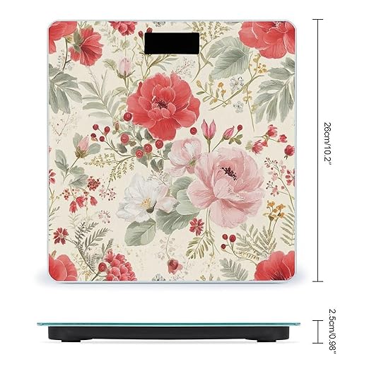 Men's Smart Scale for Body Weight Digital Bathroom Weighing Scale Automatic Switch Energy Saving Scale Floral Chic Flowers Roses Pedals Dots Leaves Buds Spring Season Theme
