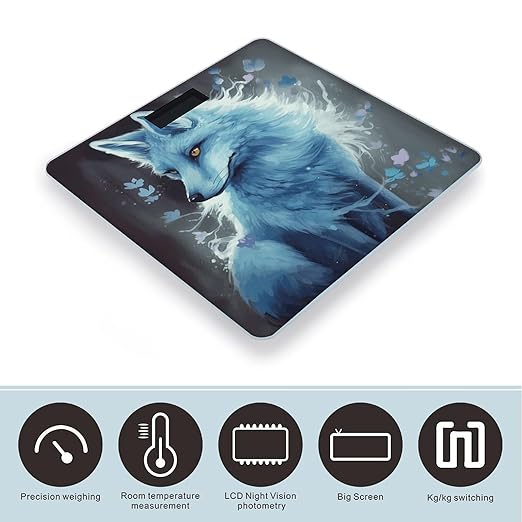 Blue Fox Scale for Body Weight Safe Rounded Corners Tempered Glass Digital Bathroom Scale LED Display 400lb Capacity Weight Scales with High Precision Sensors