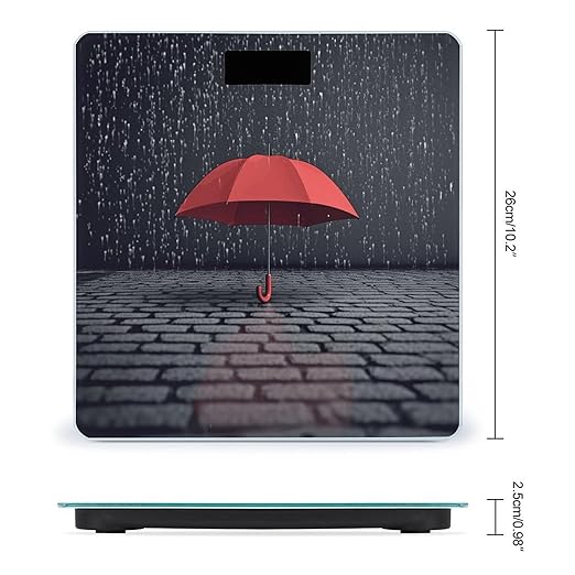 Red Umbrella in Rain Scale for Body Weight Accurate Digital Bathroom Scale Toughened Glass High Precision Scales Smart Weight Scales with Large LCD Backlight Display Weighing Machine