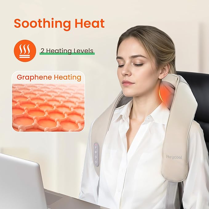 Cordless Neck and Shoulder Massager Graphene Heating Upgraded Shiatsu Back Massager Pillow for Neck Shoulder