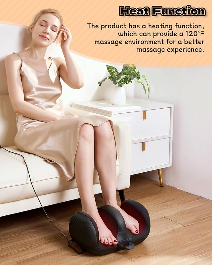 Foot Massager Shiatsu Foot Massager with Heat Rechargeable Calf Massager Massage Calf Deep Kneading Massage for Home and Office Gifts for Women Men Dad Mom