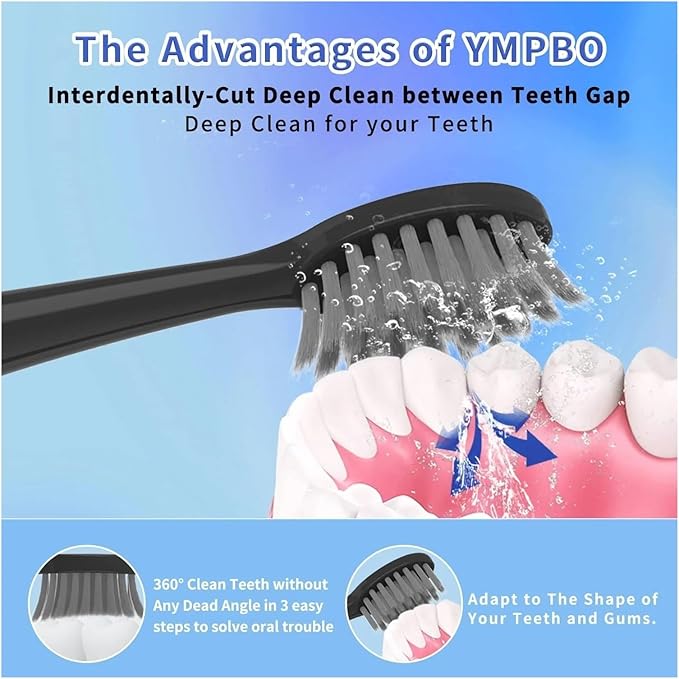 10pcs Replacement Toothbrush Heads Compatible with Burst Adult Electric ForCompatible for Seago S9 S1 S6 S8 S21 S26 S28 SG540 SG860(Black 10pcs)