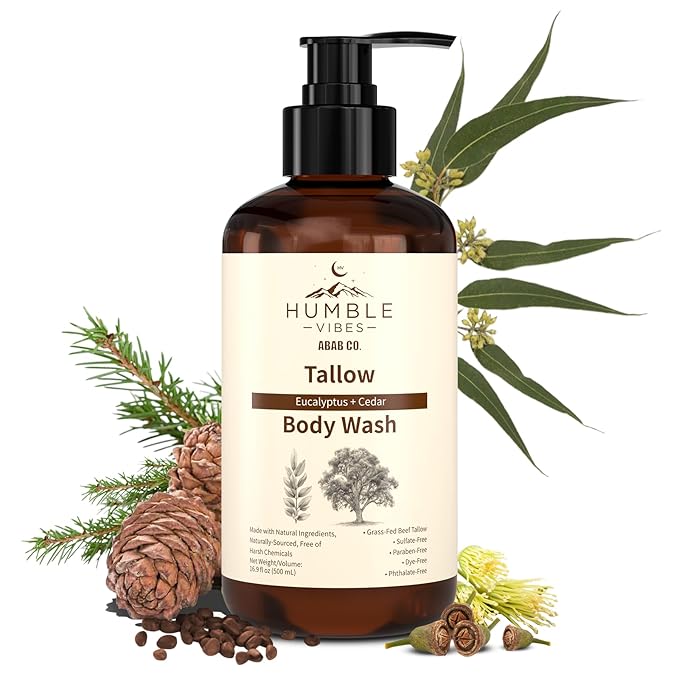 New! Natural Tallow Body Wash Made With Naturally Derived Plant Based Ingredients &amp Tallow Free of Harsh Chemicals Great for Eczema Itchy Dry Skin Moisturization Eucalyptus + Cedar