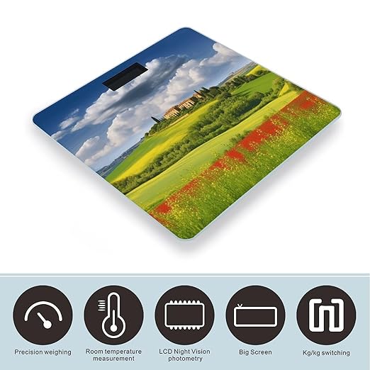Tuscany Spring Bathroom Scale Large LCD Backlight Display Digital Scale Rounded Corners Body Scales Automatic Power On/Off Bathroom Scales for Home Bedrooms