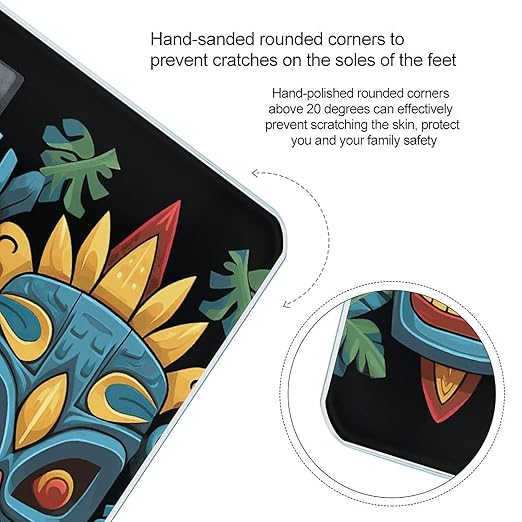 Colorful Tiki Mask Pattern Bathroom Scale Ultra-Bright Liquid Crystal Screen Weight Scale Accurate Bathroom Body Scales for Body Weight Bathroom Pet Home Bedroom Gift-Giving