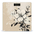 Beige Floral Pattern Scale for Body Weight Anti-Slip Tempered Glass Digital Bathroom Scales Clear LCD Display Weighing Scale Safe Rounded Corners Smart Scales