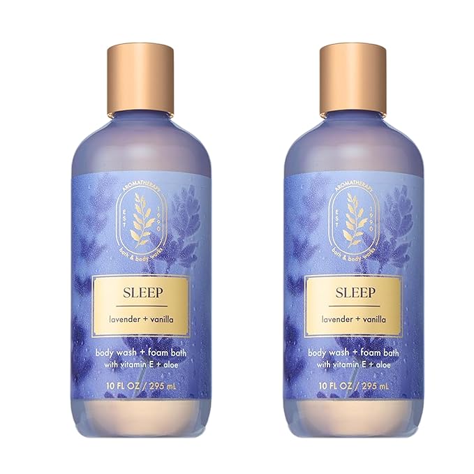 Bath &amp Body Works Lavender Vanilla Body Wash &amp Foam Bath Aromatherapy Cleanser with Vitamin E &amp Aloe Non-Drying &amp Gentle for Daily Use 10 fl oz - 2 Pack