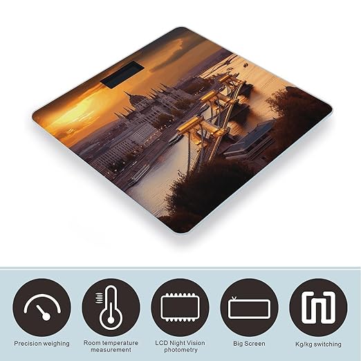 Sunset in Budapest Bathroom Scale Rounded Smart Scale for Body Weight Automatic Power On/Off Weight Scales Accurate Bathroom Digital Scales for Pet Home Bedroom Kitchen