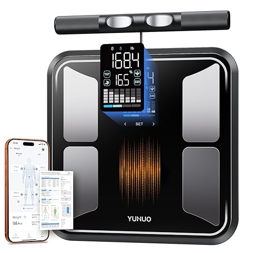 Smart Scale for Body Weight 8-Electrode Dual-Frequency BIA Digital Bathroom Scale with Full Body Composition Analysis for BMI Body Fat Muscle Mass Segmental Analysis 28 Metrics in APP