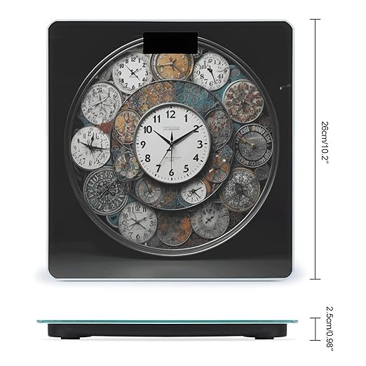 Clock Art Bathroom Scale Large LCD Backlight Display Digital Scale Rounded Corners Body Scales Automatic Power On/Off Bathroom Scales for Home Bedrooms