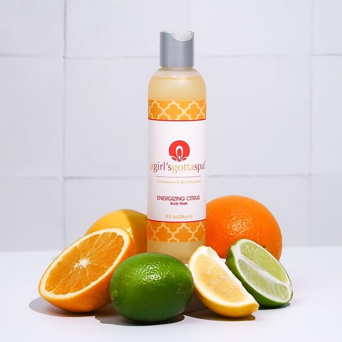 A Girl's Gotta Spa! Sulfate-Free Natural Body Wash Citrus Essential Oils 100% Vegan Cruelty-Free Moisturizing Shower Gel
