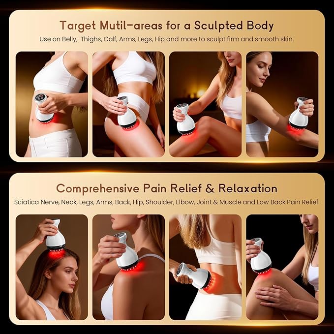 Lymphatic Drainage Massager &amp Anti Cellulite Massage Tool Helps Reduce Stretch Marks &amp Cellulite for Legs Arms &amp Belly Body Sculpting Machine with Microcurrent &amp Red-Light &amp He