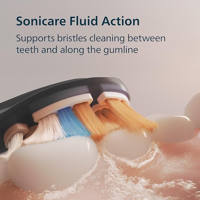 Philips Sonicare 7300 Series Electric Toothbrush - Next-Generation Sonicare Technology Pressure Sensor 12 Brushing Settings SmarTimer BrushPacer 21-Day Runtime Travel Case Black HX7421/07