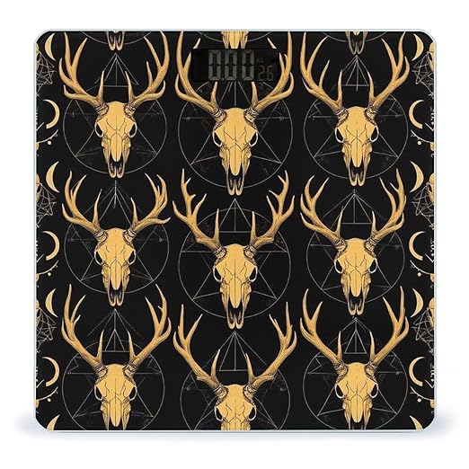 Women's Digital Bathroom Weighing Scale Automatic Switch Energy Saving Scale Smart Scale for Body Weight Sun Moon Goth Hunting Camo Deer Skull