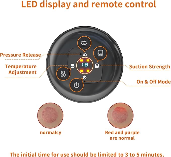 5-in-1 Smart Dynamic Cupping Therapy Massager Set 12 Levels Heat &amp Suction Cupping Kit for Massage Therapy With Red Light Therapy for Targeted Pain Relief Knots Aches Muscle Soreness(Black)