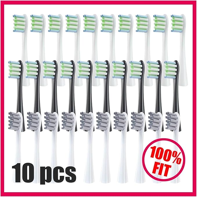 Replacement Brush Heads for Compatible Oclean Flow/X/X PRO/F1/ One/Air 2 Sonic Electric Toothbrush Blue Green Soft Bristle Nozzles(10 Green)