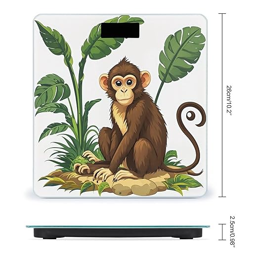 Monkey and Plant Scale for Body Weight Digital Bathroom Scale Toughened Glass High Precision Scales for Body Weight with Large LCD Backlight Display Weight Scales