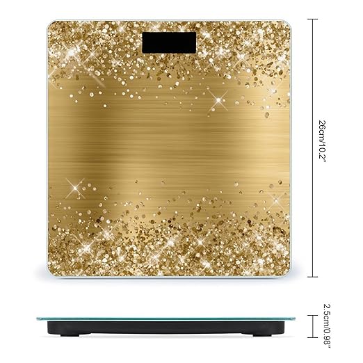 Digital Scales for Body Weight Highly Accurate 400 LB Capacity Auto On and Off Scale Glittery Gold Foil
