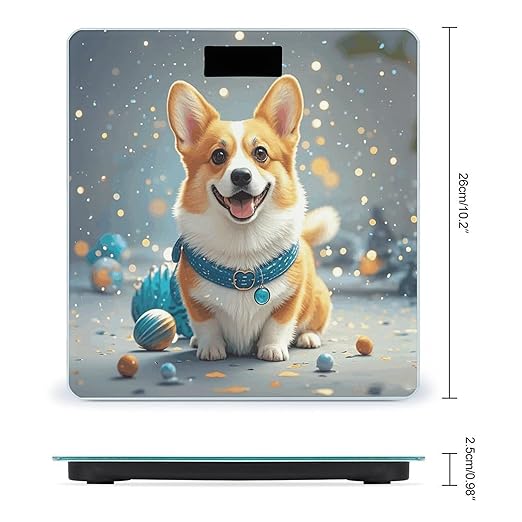 Cartoon Corgi Dog Weight Scale Cute Bathroom Scale for Body Highly Accurate Digital Weighing Machine for People Compact LCD Display Scales with Sturdy Toughened Glass Scales