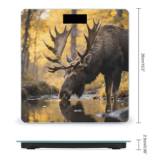 Rustic Woodland Deer Bathroom Scale for Body Weight LCD Display Digital Bathroom Scale Tempered Glass Bathroom Weight Scales Fashion Smart Scales for Home Bedroom 400 Lb
